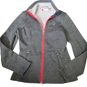 Spyder Women's Gray Core Sweater Full Zip Jacket Fleece Lined‎ Size S/P